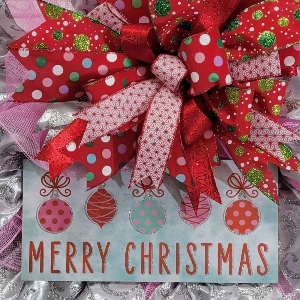 Merry Christmas wreath holiday decor Christmas gift bright shiny weath whimsical